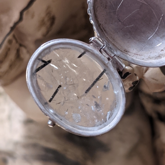 Vintage Sterling Tourmaline Quartz Poison Ring - Picture 7 of 10